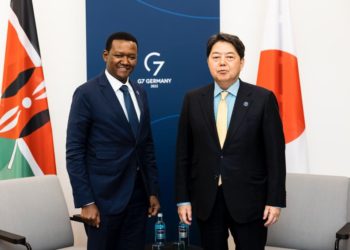 Alfred Mutua alongside Japanese Foreign Minister Yoshimasa Hayashi