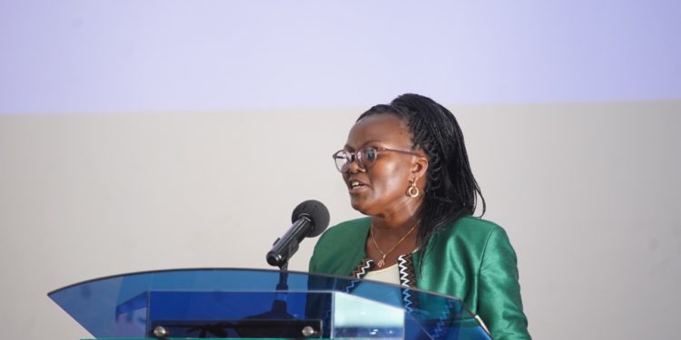 ChildFund Kenya country director Alice Anukur speaks during the launch of the orgnisation's strategic plan 2022-2226