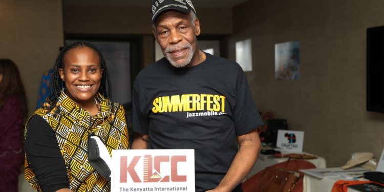 Danny Glover with KICC CEO Nana Gecaga at the pre-Oscars gifting suite