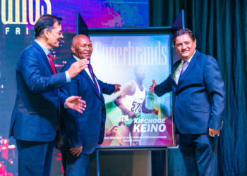 Dr Vimal Shah (Superbrands Council Member), Mr Kipchoge Keino (Superbrands EA Personality of the year), Mr Jawad Jaffer (Superbrands EA Project Director)