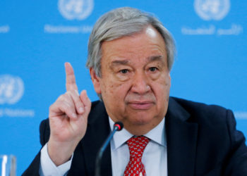 FILE PHOTO: United Nations Secretary-General Antonio Guterres speaks at a press conference at the United Nations complex in Gigiri, Nairobi, Kenya May 3, 2023. REUTERS/Thomas Mukoya/File Photo