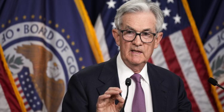 WASHINGTON, DC - JUNE 14: U.S. Federal Reserve Board Chairman Jerome Powell speaks during a news conference following a meeting of the Federal Open Market Committee (FOMC) at the headquarters of the Federal Reserve on June 14, 2023 in Washington, DC. After a streak of ten interest rate increases, Powell announced that rates will remain steady and unchanged. (Photo by Drew Angerer/Getty Images)