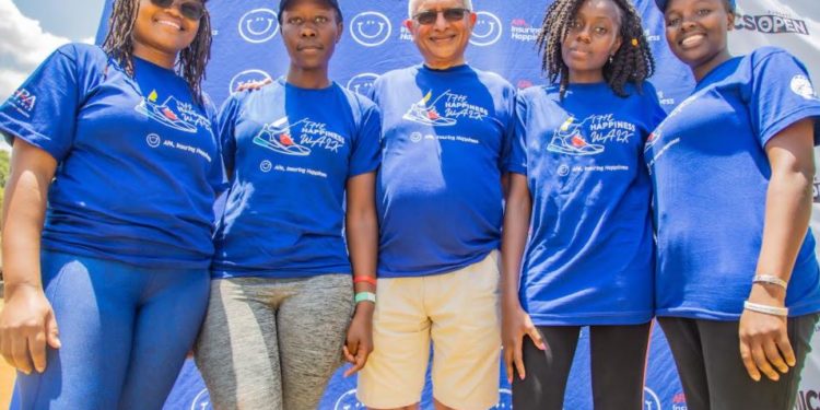 Apollo Group Chief Executive Ashok Shah and Happiness Ambassadors during the Inaugural APA Insurance Happiness Walk on Sunday at Karura Forest to mark the International Day of Happiness, an annual celebration aimed at helping people around the world to realize the importance of happiness in their lives. It is a chance for everyone to take steps to make themselves and others happier, to reflect on what makes them happy, and explore new ways to be happy. It takes place every year on the 20th of March.