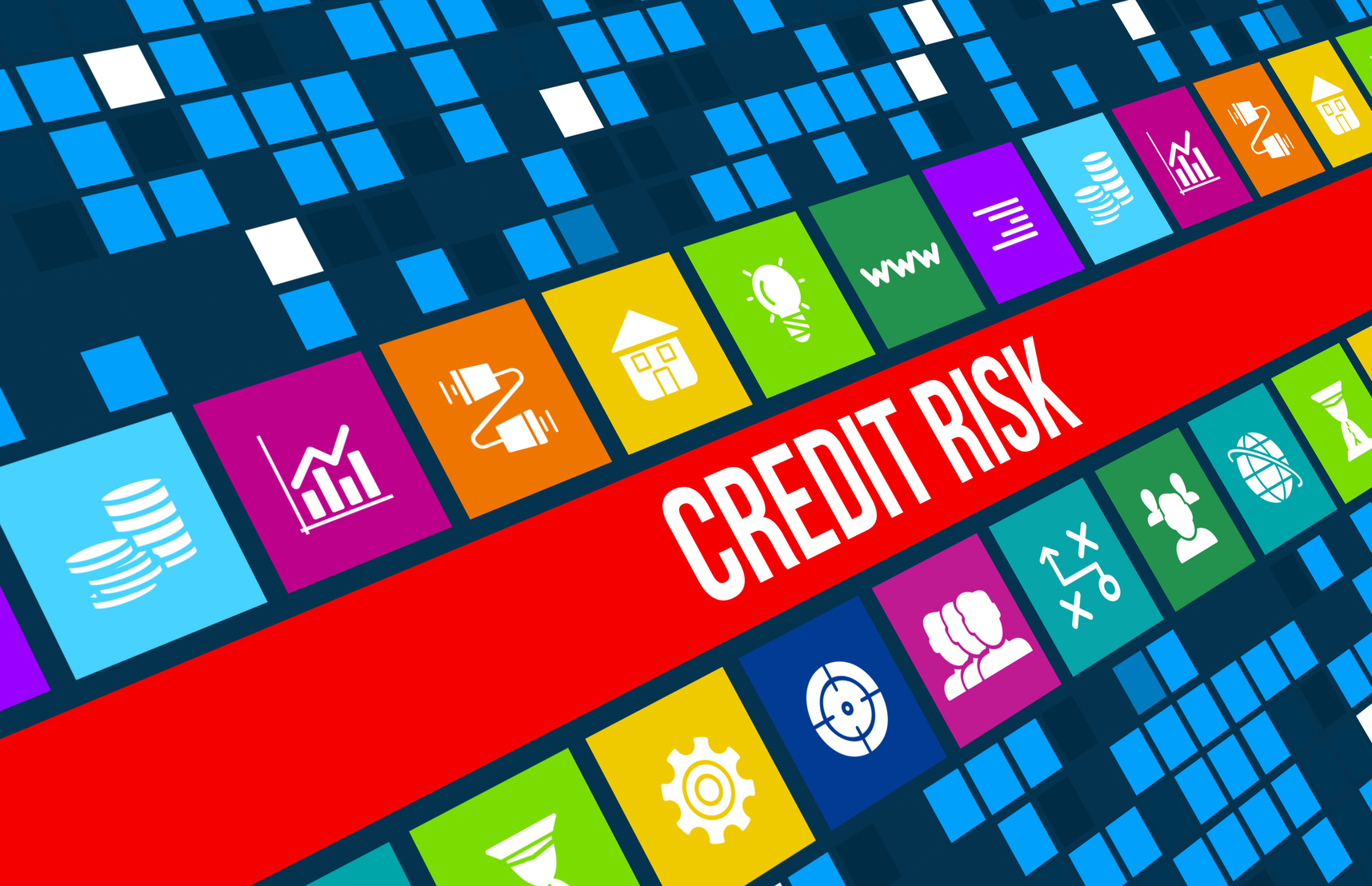 Credit Risk  concept image with business icons and copyspace.