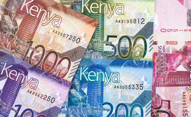 Kenyan shilling a background with new series of banknotes