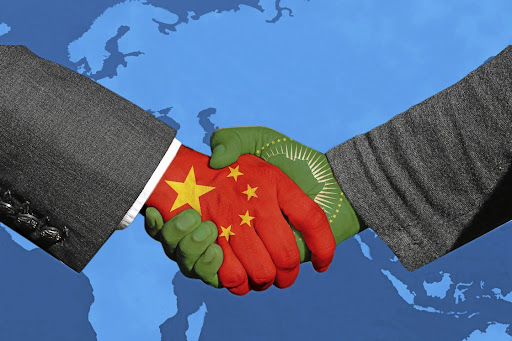 Concept image of  Handshakes between China-Africa, economic relations, Bilateral trade, China invest in  Africa